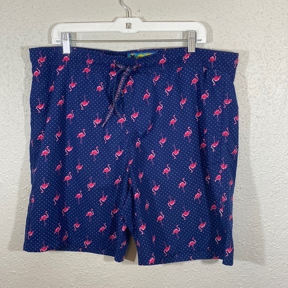 Surf Society Blue Print Pink Flamingo Swim Trunks size XL - Picture 1 of 6